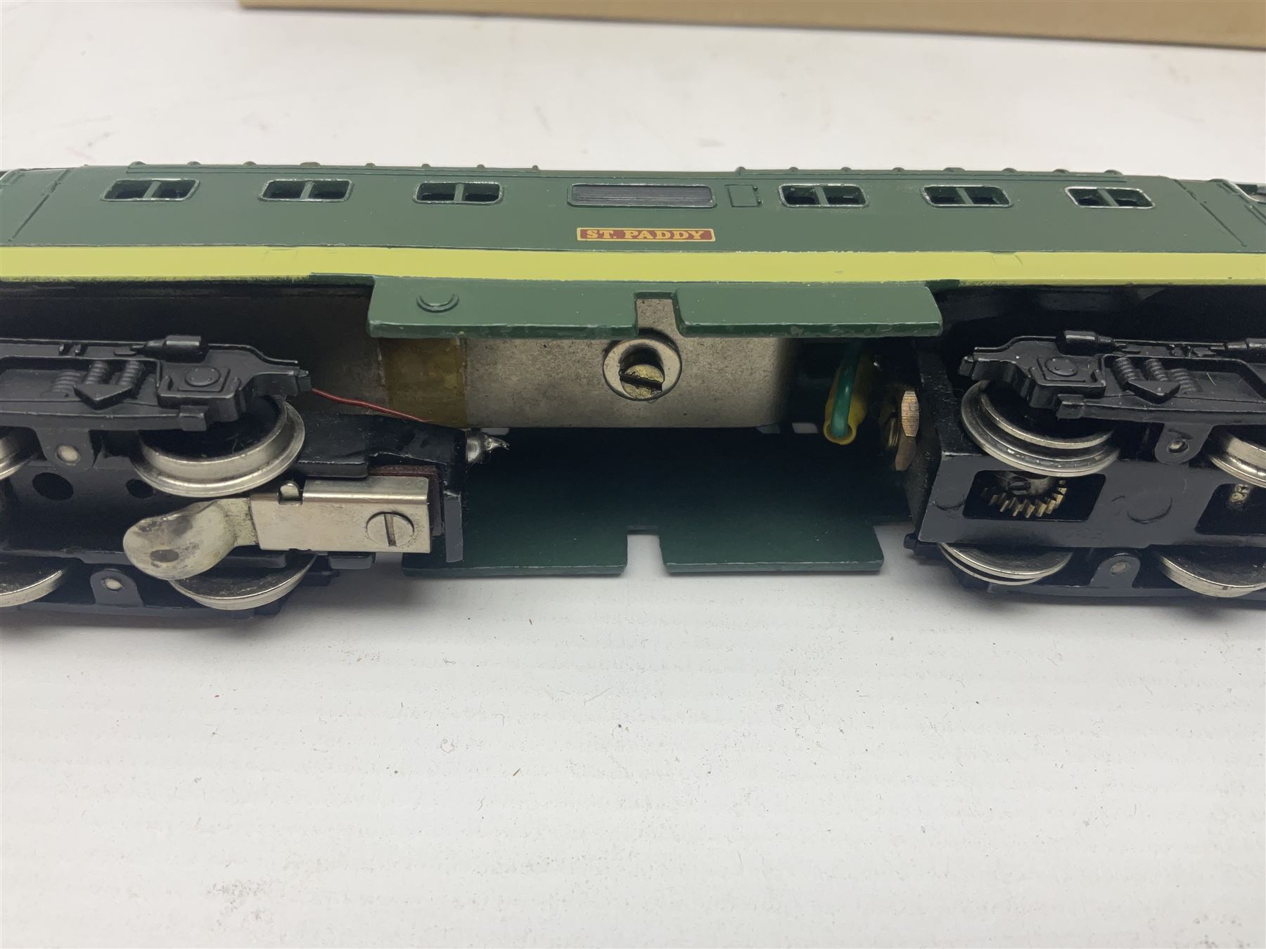 Hornby Dublo - 3-rail 3234 Deltic Type Diesel Co-Co locomotive 'St. Paddy' No.D9001 in BR two-tone green; in later unassociated plain box