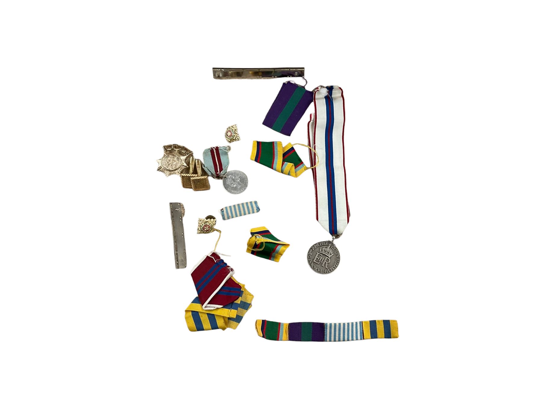 ER ll Coronation Medal, together with ribbons etc 