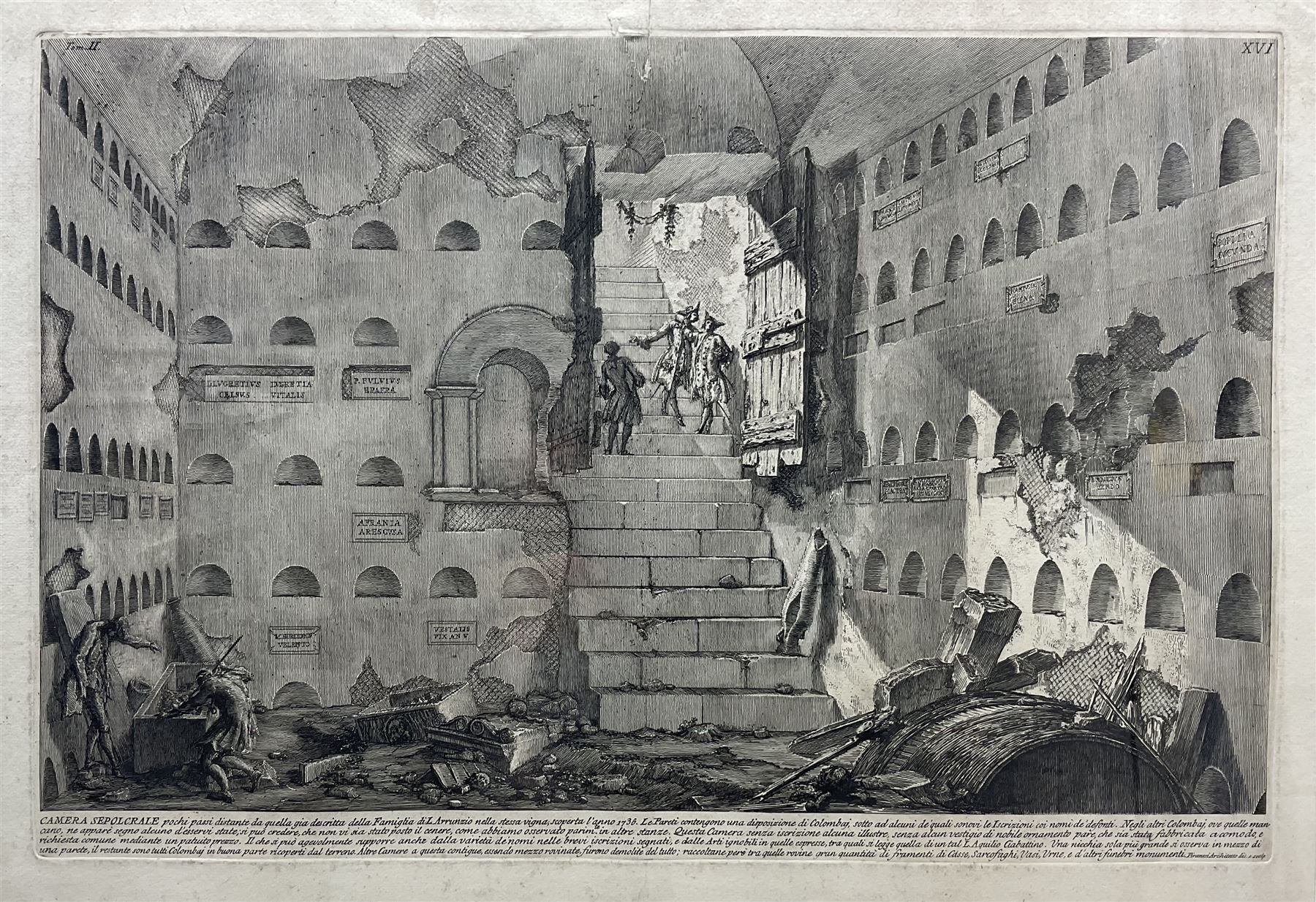 Giovanni Battista Piranesi (Italian 1720-1778): 'Camera Sepolcrale', from Antichità Romane, engraving 45cm x 65cm 