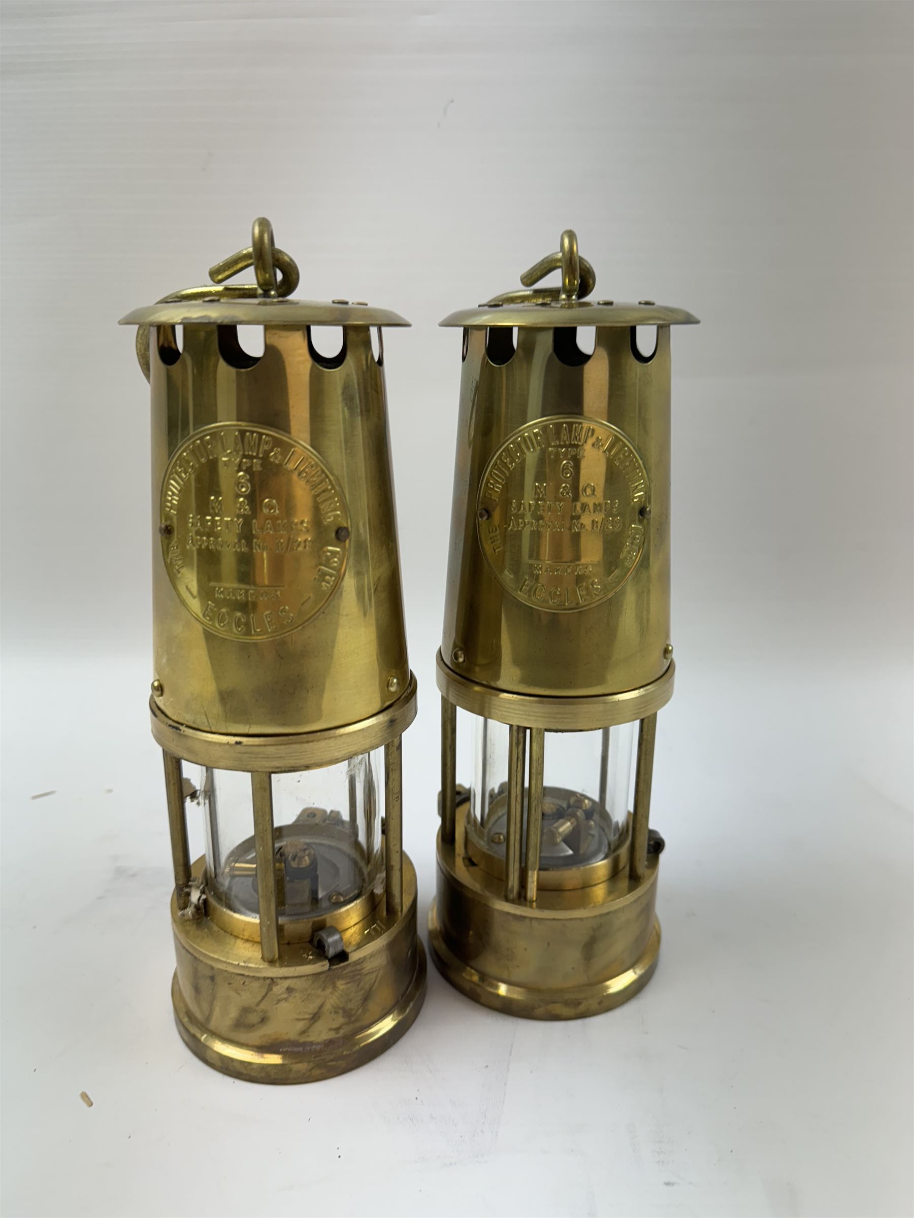 Two Brass Eccles miners lamps 