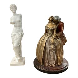 Composite figure group, modelled as a couple in period dress, together with a neoclassical figure