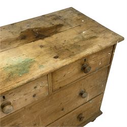 Victorian stripped pine chest, fitted with two short and two long drawers, on turned feet