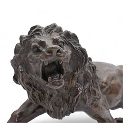 Bronze, modelled as a snarling lion, H16cm