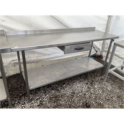 Stainless steel two tier preparation table, with drawer - THIS LOT IS TO BE COLLECTED BY APPOINTMENT FROM DUGGLEBY STORAGE, GREAT HILL, EASTFIELD, SCARBOROUGH, YO11 3TX