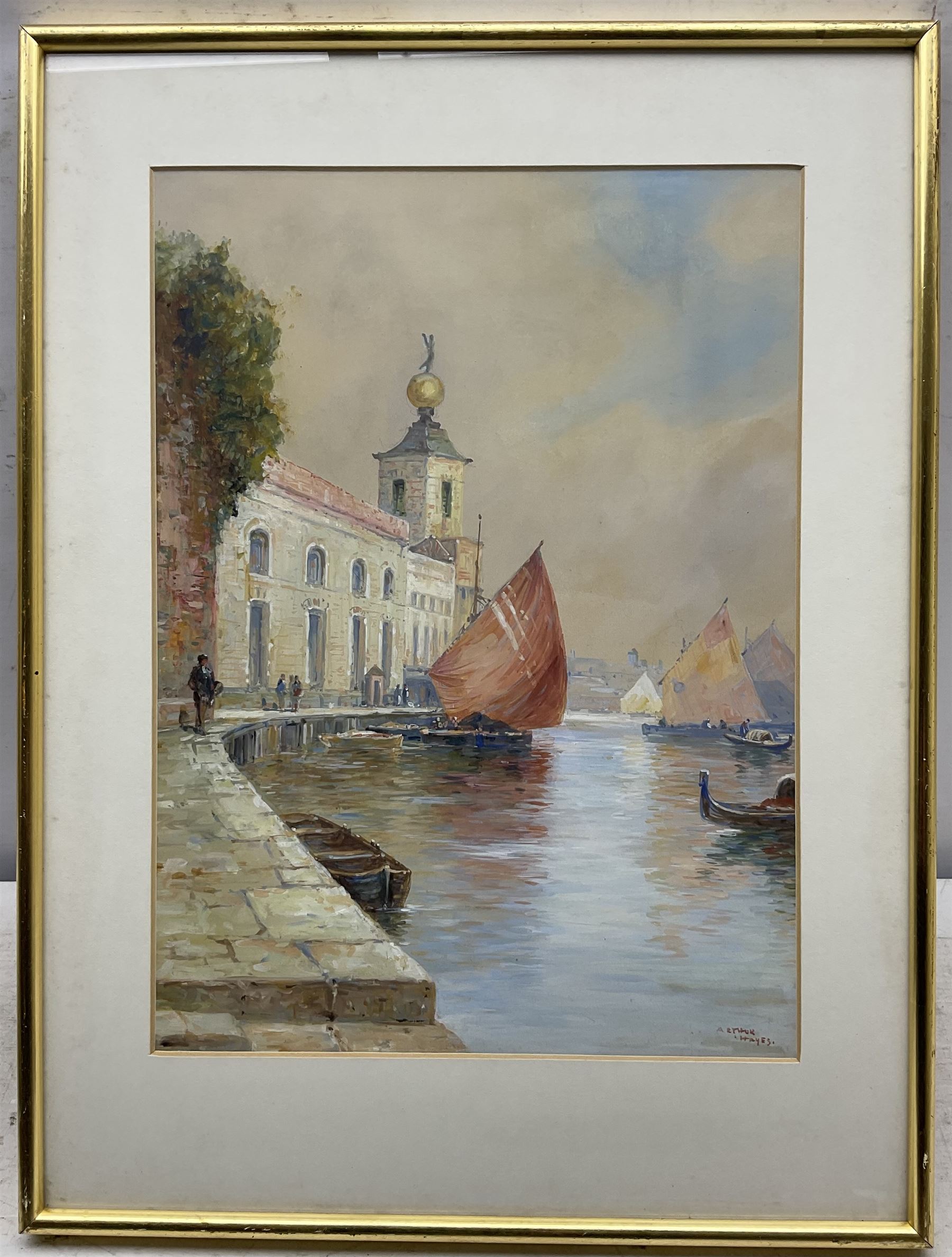 Arthur E Hayes (British 19th Century): Venetian Canals, pair gouaches signed 38cm x 26cm (2)