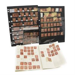 Over one-hundred and fifty Queen Victoria perf plate penny reds, many identified, various ...