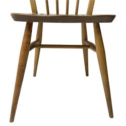 Ercol - circa. 1950s set of four 'Windsor' elm and beech stick and hoop back chairs