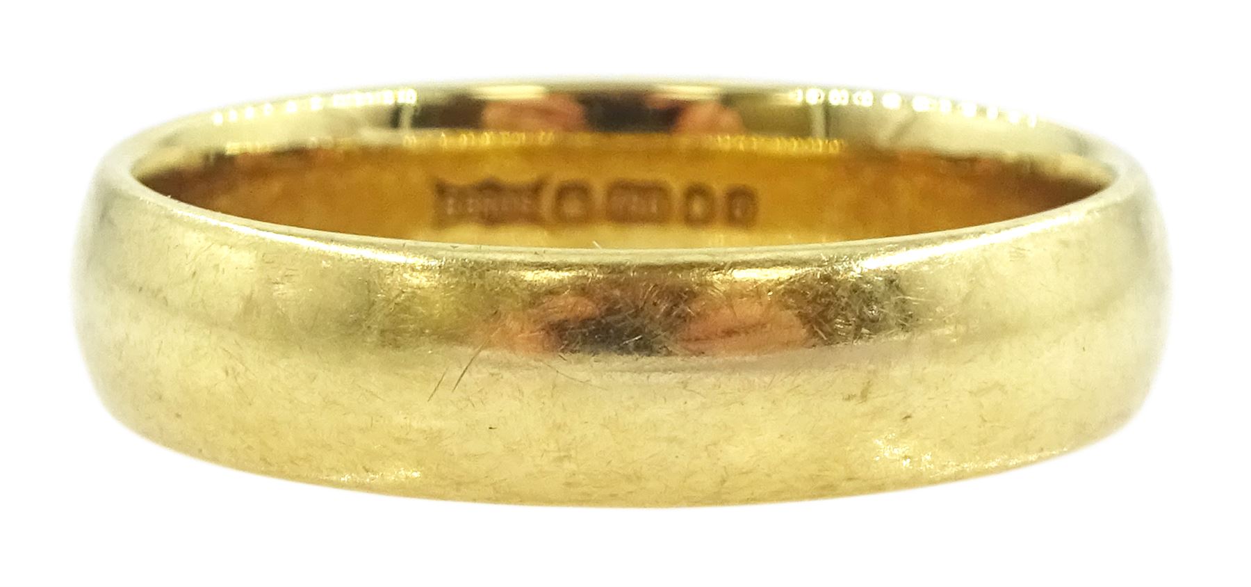 18ct gold wedding band, London 1988