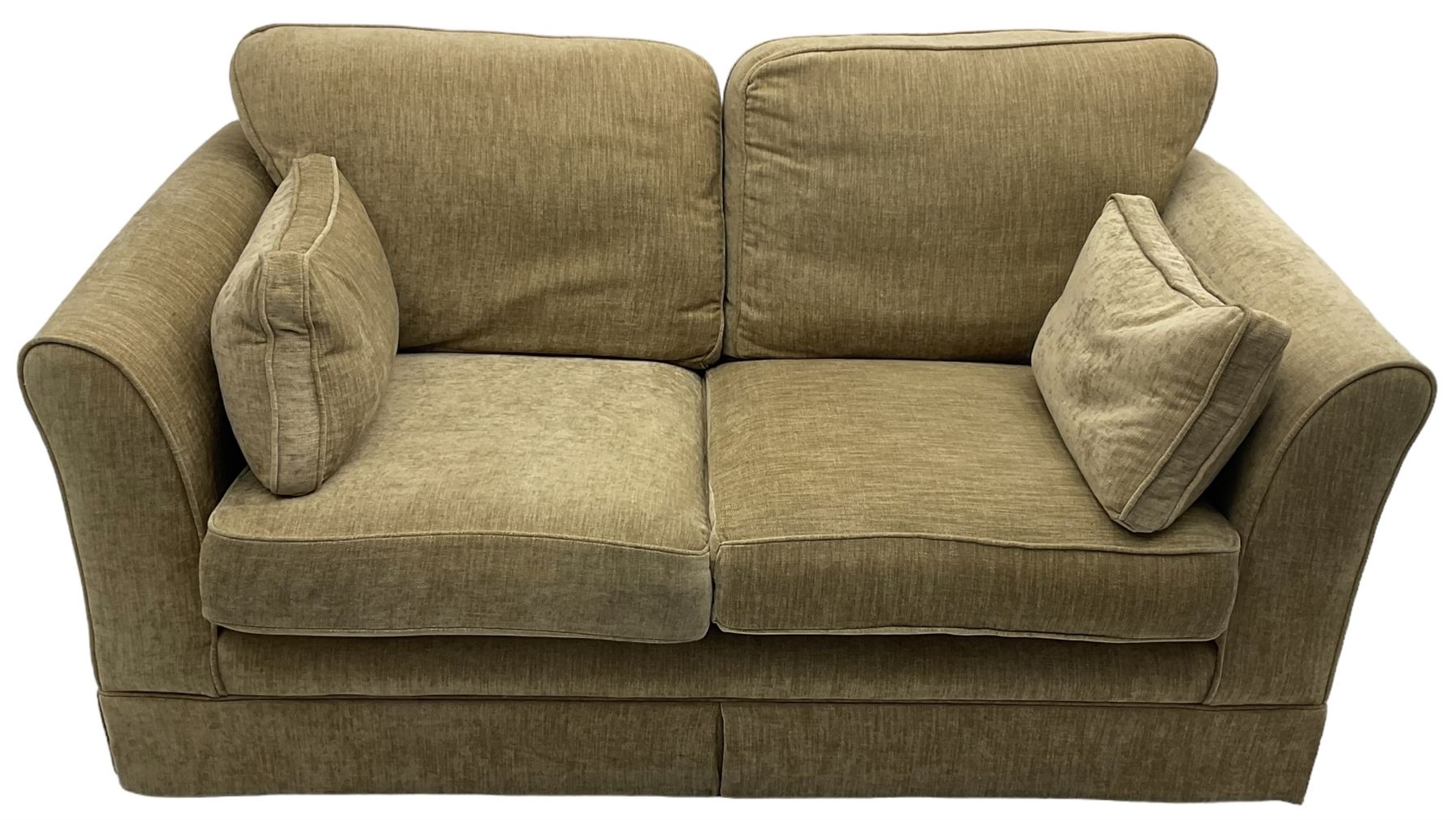 Three seat sofa (W200cm, H96cm, D100cm); and matching two-seat sofa (W180cm); upholstered in natural fabric