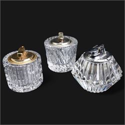 Colibri Webb Corbett crystal table lighter, another Colibri crystal table lighter, Ronson crystal table lighter and eight others 