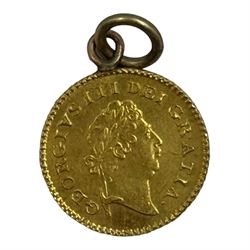 George III 1799 one third of a guinea coin, soldered loop to top