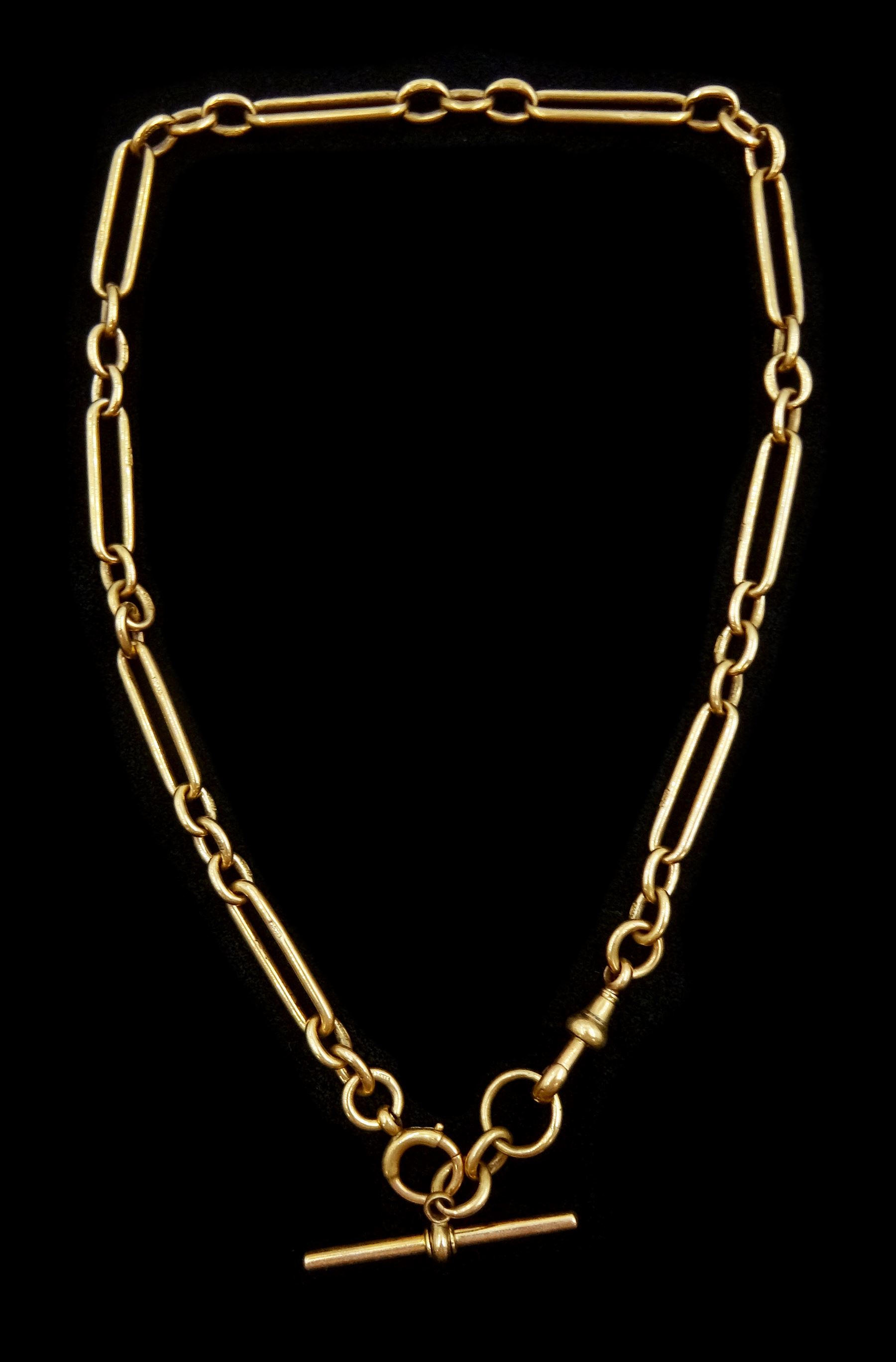 Early 20th century 9ct rose gold Albert watch chain, makers mark M & M, Birmingham assay mark