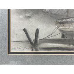 Joseph Hamilton (British 20th Century): Mooring Ships, pair oil pastel sketches indistinctly signed 24cm x 49cm (2)