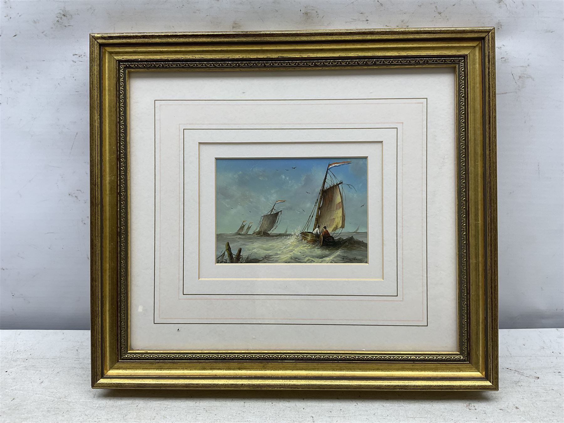 Ronald Cavalla (British 1940-): Sailing Boats Off the Coast, pair of oils on board signed 8.5cm x 12.5cm (2)