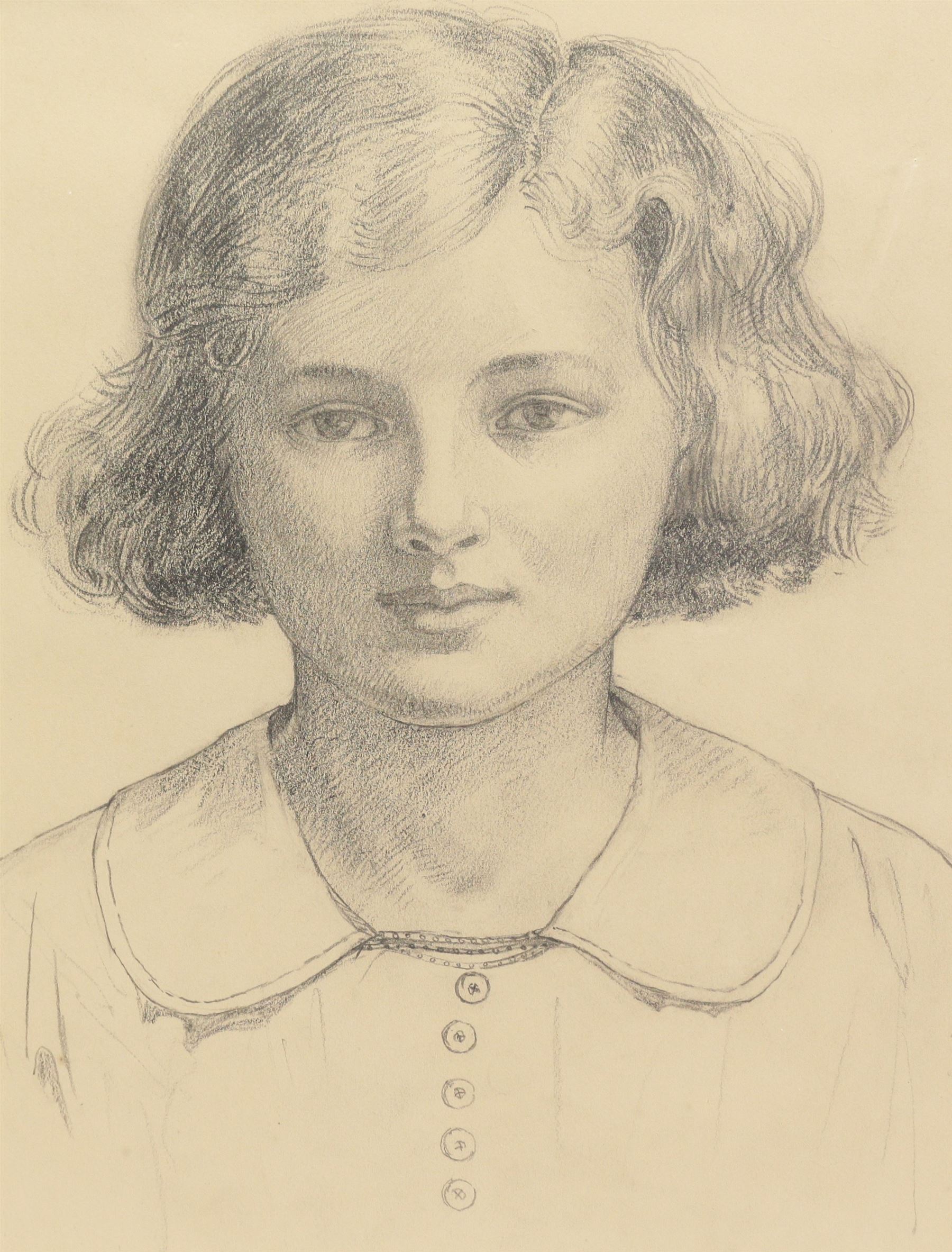 Garnet Ruskin Wolseley (British 1884-1967): Portrait of a Girl, pencil sketch signed 32cm x 25cm