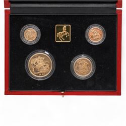 Queen Elizabeth II 1990 gold proof sovereign four coin collection, comprising half sovereign, sovereign, double sovereign and five pounds, cased with certificate