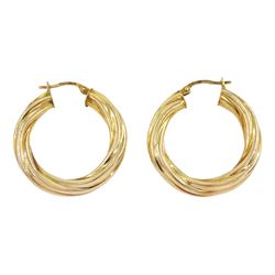 Pair of 9ct gold hoop earrings, hallmarked