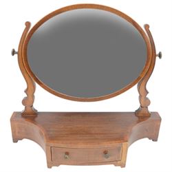 Edwardian mahogany dressing table mirror, the oval bevel edged mirror, above single drawer, H54cm