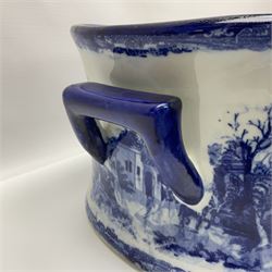 Victorian style, blue and white footbath, H21cm, L48cm