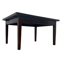 Mid-20th century mahogany dining table, draw-leaf extending action, on square tapering supports