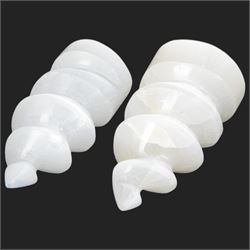 Pair of Selenite spiral towers, H10cm