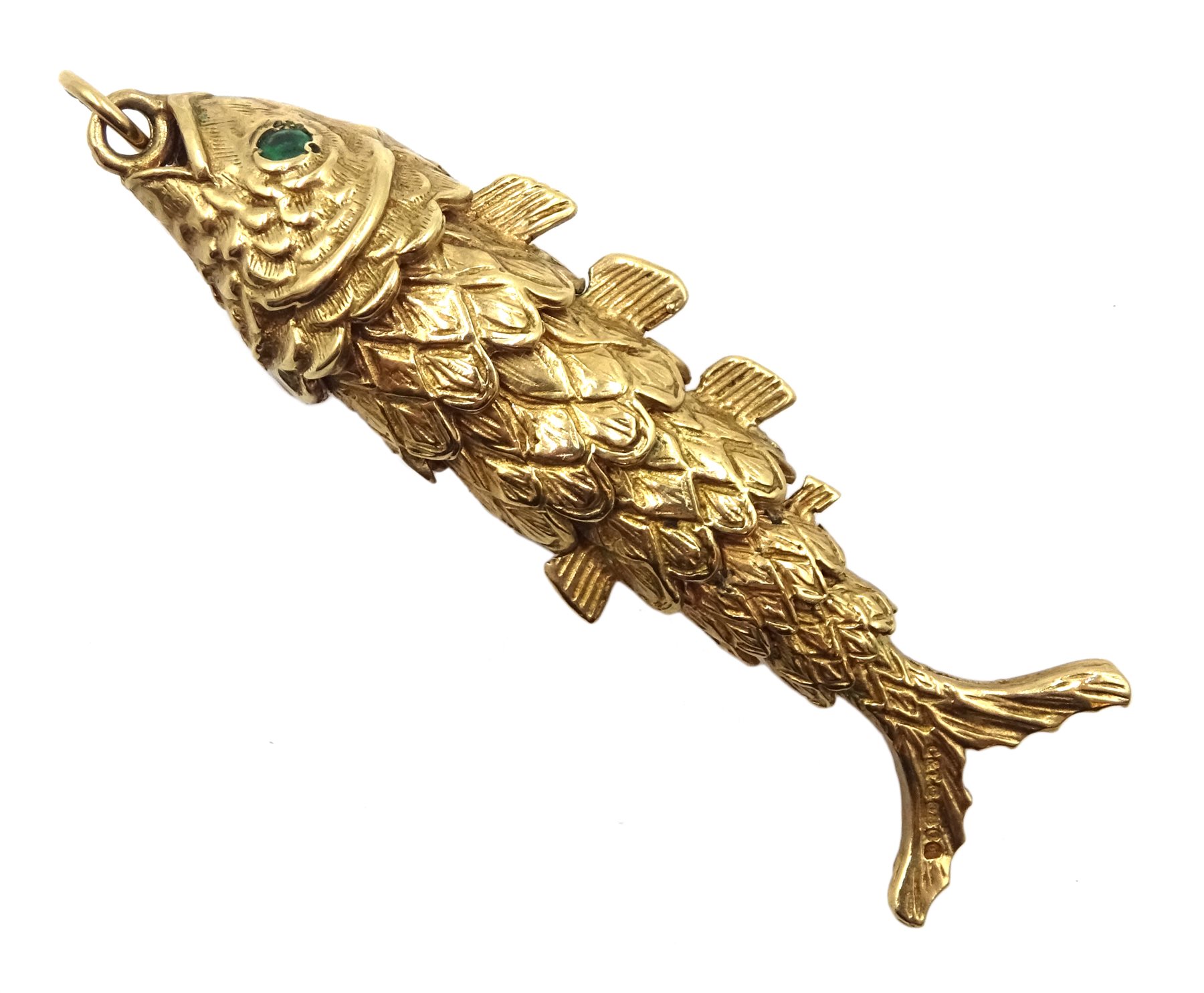9ct gold articulated fish pendant, hallmarked - Jewellery, Watches & Silver
