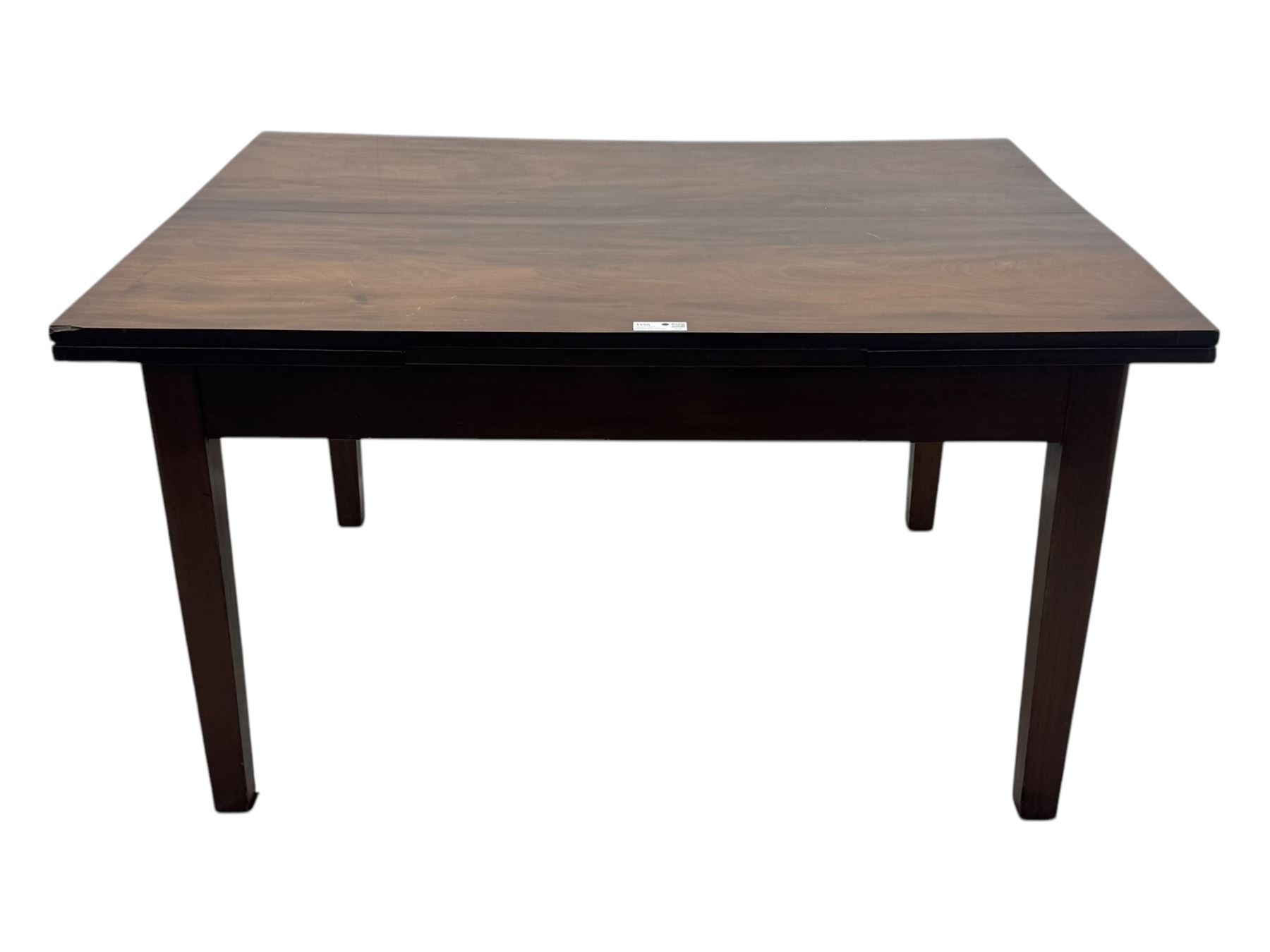 Mid-20th century mahogany dining table, draw-leaf extending action, on square tapering supports