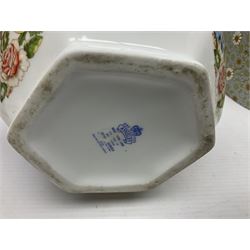 Royal Doulton Bunnykins nursery bowl, Fieldings elephant figure, Wedgwood Butterfly Bloom tea cup and saucer, boxed together with a Royal Doulton floral display, similar Royal Adderley example and other ceramics 