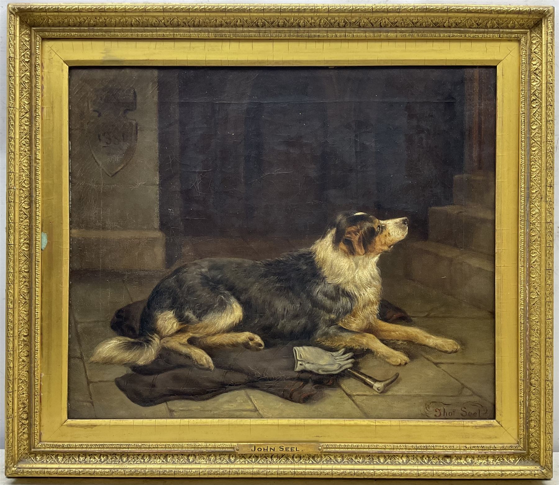 Thomas Seel (British 19th century): Waiting for Master, oil on canvas signed 50cm x 60cm