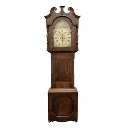 Late 19th century - 8-day mahogany longcase clock, with a swan necked pediment and break a...