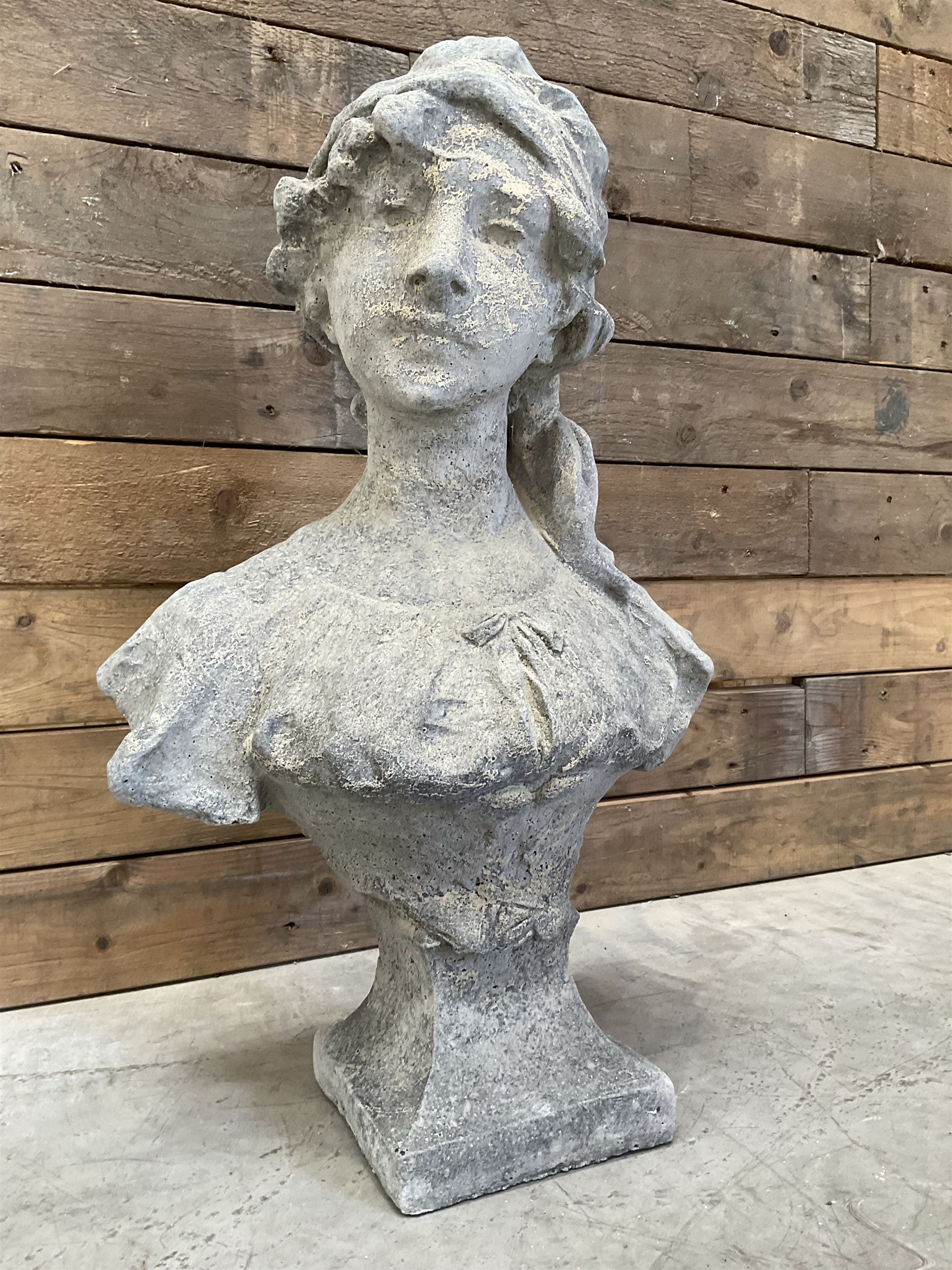 Victorian design cast stone bust depicting Jasmine