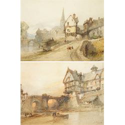 Paul Marny (French/British 1829-1914): Riverside Town in France, pair watercolours signed 21cm x 28cm (2)