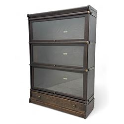 Globe Wernicke - early 20th century oak three-tier stacking library bookcase, three glazed...