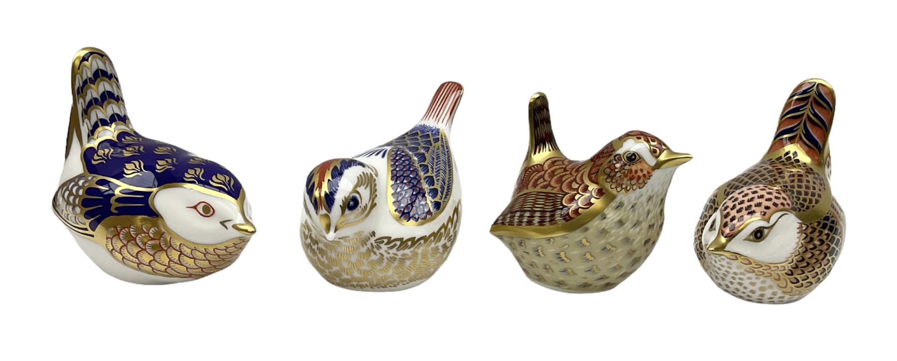 Four Royal Crown Derby paperweights, comprising Wren, Jenny Wren, both ...