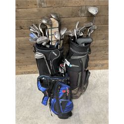 Battlesticks and other golf clubs in three bags