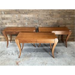 3 x walnut console dressing table with two soft-close drawers