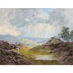 Lewis Creighton (British 1918-1996): Sunlight Through the Clouds - Moorland Landscape, oil on board signed 39cm x 50cm