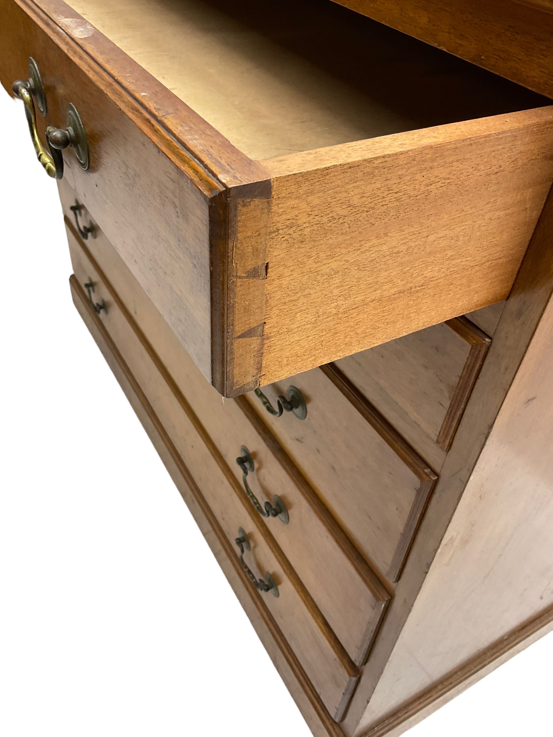 20th century mahogany plan chest, moulded rectangular top over five graduating drawers, on moulded plinth base