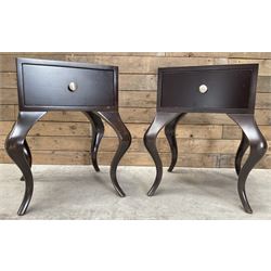 Pair of rosewood finish bedside chests