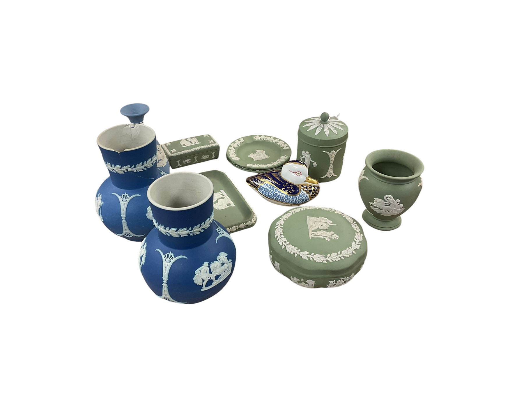 Collection of Wedgwood Jasperware and similar, together with Royal Crown Derby duck