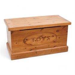 Polished pine toy box