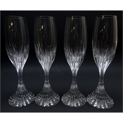  Set of four Baccarat Massena pattern champagne flutes H22cm   