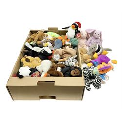 Fifty Ty Beanie babies, including Stinky, Lips, Ants, Zero, Spunky etc