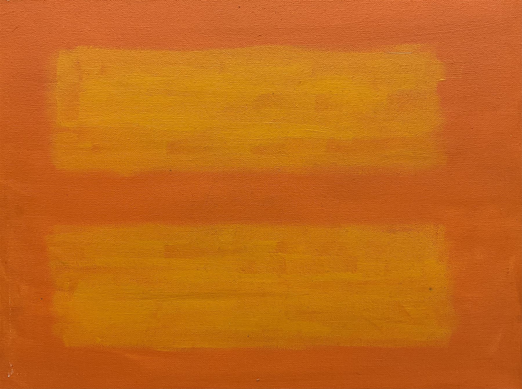 David Fraser Scott (Northern British Contemporary): 'Yellow on Orange', oil on canvas signed, titled and dated 2009 verso 30cm x 40cm (unframed)