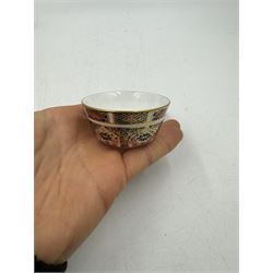Royal Crown Derby Imari pattern 1128 miniature cabaret set, comprising tray, teapot, milk jug, sucrier, teacup and saucer