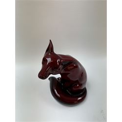 Large Royal Doulton Flambe figure of a seated Fox,  H23cm