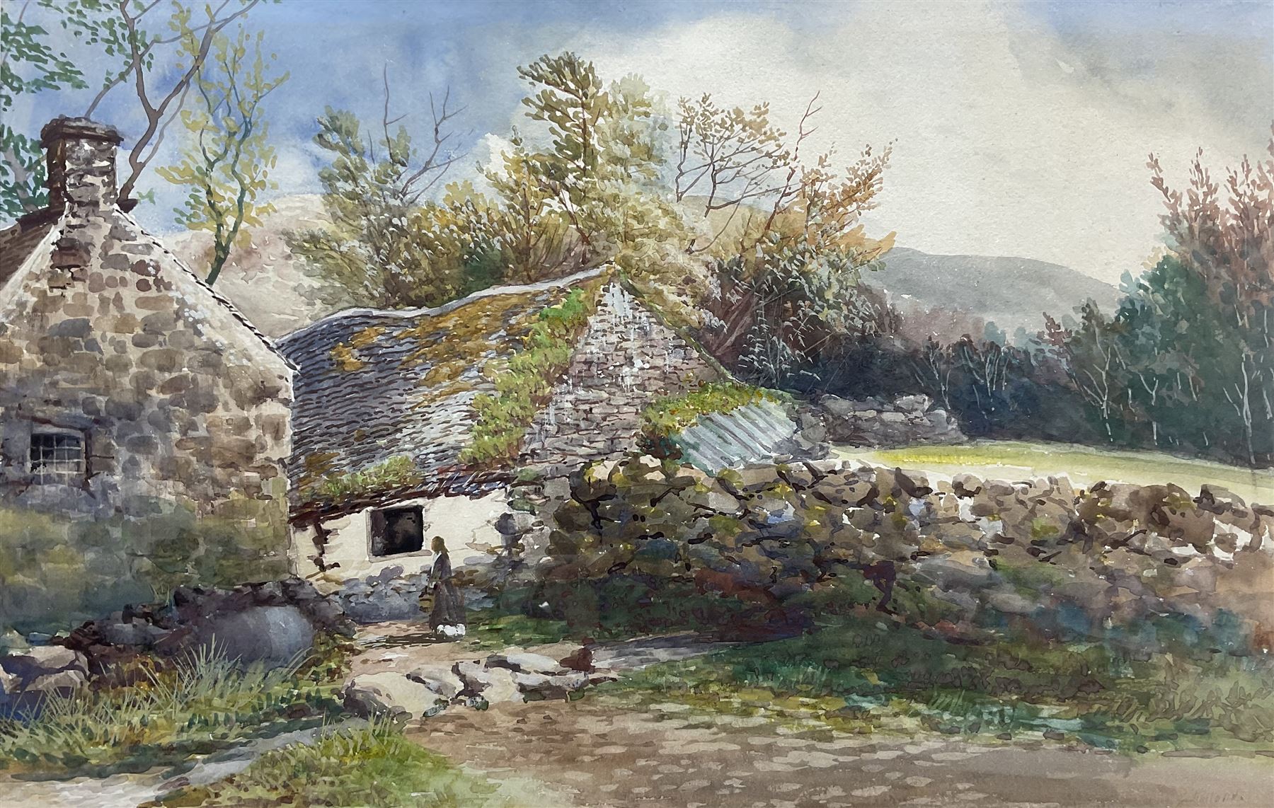 Attrib. John Holland (British 1830-1886): Country Cottage, watercolour indistinctly signed 30cm x 47cm