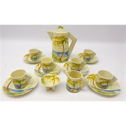  Clarice Cliff 'Patina Country' fifteen piece coffee service, retailed by Lawleys China Regent St London  