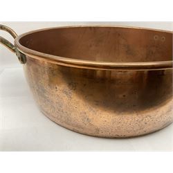 Large Victorian copper twin handled jam or preserve pan, not including handles H18cm D53cm