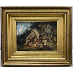 English School (18th century): Cottage Scene, oil on panel unsigned 16cm x 22cm